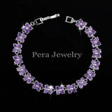 Pera Lovely 4 Leaf Flower CZ Women Bracelet Red Stone B008