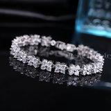 Pera Lovely 4 Leaf Flower CZ Women Bracelet Red Stone B008