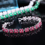 Pera Lovely 4 Leaf Flower CZ Women Bracelet Red Stone B008