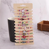 12Pcs Evil Eye Animal Beaded Bracelet Set for Women Girls Child Gift