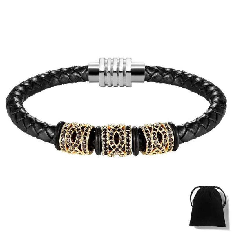 Steel/Black/Rose Geometric Bracelet Men Women Retro Jewelry