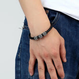 Steel/Black/Rose Geometric Bracelet Men Women Retro Jewelry