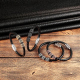 Steel/Black/Rose Geometric Bracelet Men Women Retro Jewelry