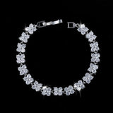 Summer Four Leaf Clover Flower Dark CZ Stone Bracelet