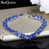 Summer Four Leaf Clover Flower Dark CZ Stone Bracelet
