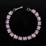 Summer Four Leaf Clover Flower Dark CZ Stone Bracelet