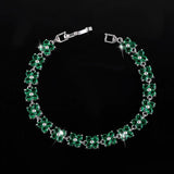 Summer Four Leaf Clover Flower Dark CZ Stone Bracelet