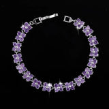 Summer Four Leaf Clover Flower Dark CZ Stone Bracelet