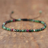 Minimalist 4mm Epidote Tibetan Beads Bracelet Adjustable Dainty Yoga Jewelry
