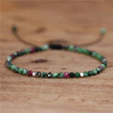 Minimalist 4mm Epidote Tibetan Beads Bracelet Adjustable Dainty Yoga Jewelry
