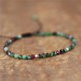 Minimalist 4mm Epidote Tibetan Beads Bracelet Adjustable Dainty Yoga Jewelry