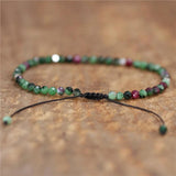 Minimalist 4mm Epidote Tibetan Beads Bracelet Adjustable Dainty Yoga Jewelry