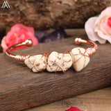 Turquoise Stone Copper Wire Cuff Bracelet