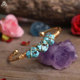 Turquoise Stone Copper Wire Cuff Bracelet