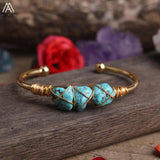 Turquoise Stone Copper Wire Cuff Bracelet