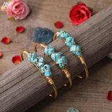 Turquoise Stone Copper Wire Cuff Bracelet