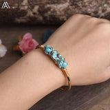 Turquoise Stone Copper Wire Cuff Bracelet