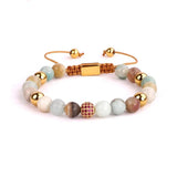 Amazonite Beaded CZ Ball Bracelet for Women