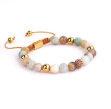 Amazonite Beaded CZ Ball Bracelet for Women