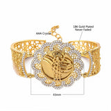 Muslim Islam Wedding Gift Vintage Golden Flower Wide Sleeve Bracelet