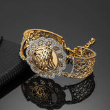 Muslim Islam Wedding Gift Vintage Golden Flower Wide Sleeve Bracelet