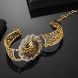 Muslim Islam Wedding Gift Vintage Golden Flower Wide Sleeve Bracelet