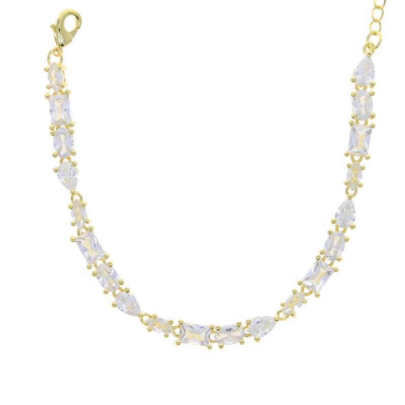 Silver Geometric CZ Paved Wedding Choker Necklace for Women