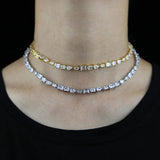 Silver Geometric CZ Paved Wedding Choker Necklace for Women