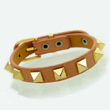 Korea Punk Style Rivets PU Leather Bracelet Stainless Steel Cuff