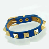 Korea Punk Style Rivets PU Leather Bracelet Stainless Steel Cuff