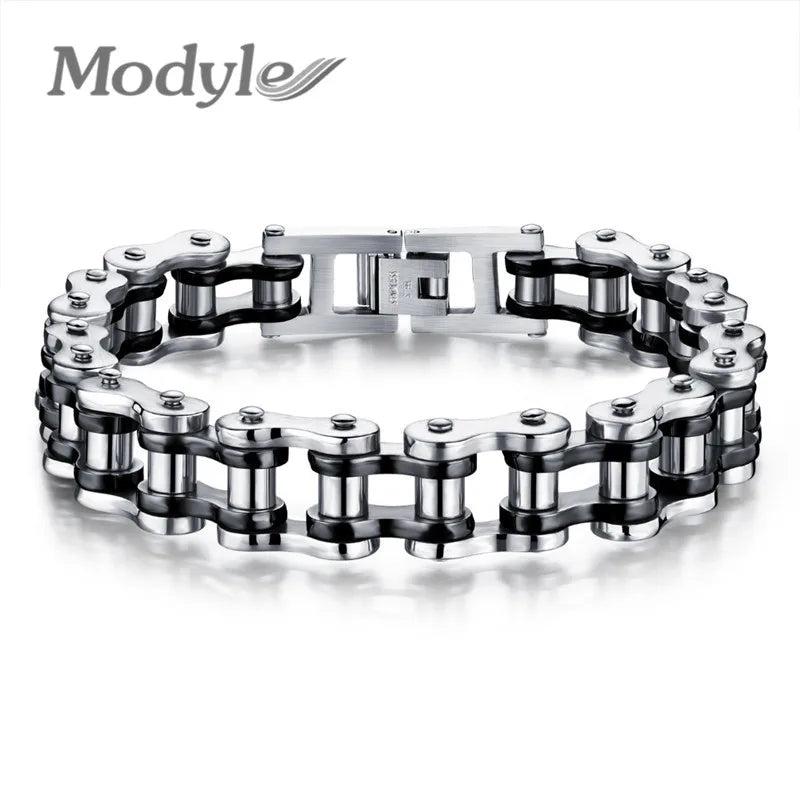 316L Stainless Steel Mens Bike Chain Link Bracelet