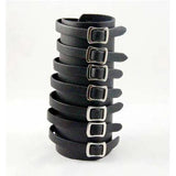 Leather Wide Wristband Metal Bracelet