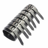 Leather Wide Wristband Metal Bracelet