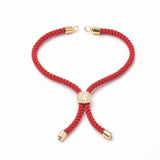 5pcs Nylon Twisted Cord Slider Bracelet with Brass Findings