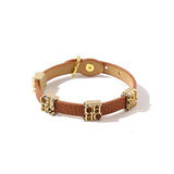 Stainless Steel Snake Style Leather Bangle for Women