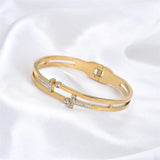 Stainless Steel Double T Bracelet for Women