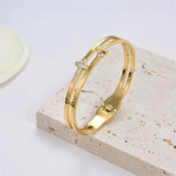 Stainless Steel Double T Bracelet for Women