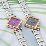 Square Colour Watch Stainless Steel Bangle for Women