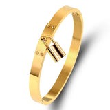 Rivet Charm Cuff Bracelets Stainless Steel Metal Buckle Lock Bangles