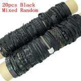 20Pcs/Lot Retro Vintage Leather Bracelets Bangle Mix Styles Adjustable