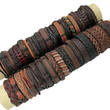 20Pcs/Lot Retro Vintage Leather Bracelets Bangle Mix Styles Adjustable