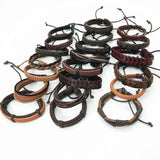 20Pcs/Lot Retro Vintage Leather Bracelets Bangle Mix Styles Adjustable
