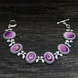 Natural Stone Amethysts Women Bracelet Silver Plated Purple Jewelry