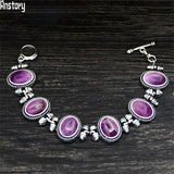Natural Stone Amethysts Women Bracelet Silver Plated Purple Jewelry