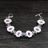Natural Stone Amethysts Women Bracelet Silver Plated Purple Jewelry