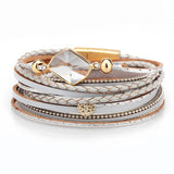 Ladies Bracelet with Peace Charms and Clear Crystal Stones