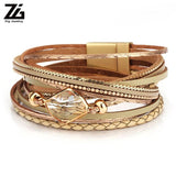 Ladies Bracelet with Peace Charms and Clear Crystal Stones