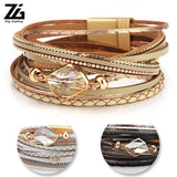 Ladies Bracelet with Peace Charms and Clear Crystal Stones