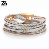Ladies Bracelet with Peace Charms and Clear Crystal Stones