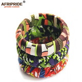 African Print Wood Bangles for Women AFRIPRIDE Bazin Richi 7cm Width